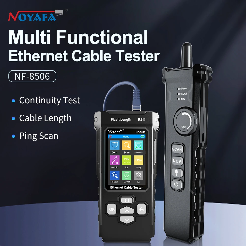 Digital Network Cable Tester NOYAFA NF-8506 Network Line Finder IP Scan TDR POE PING Rj45 Tester Multifunctional Wire Tracker 4