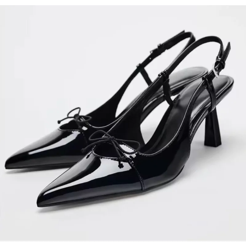Women High Heels Shoes Pointed Toe Slingbacks Buckle Strap Party Pumps