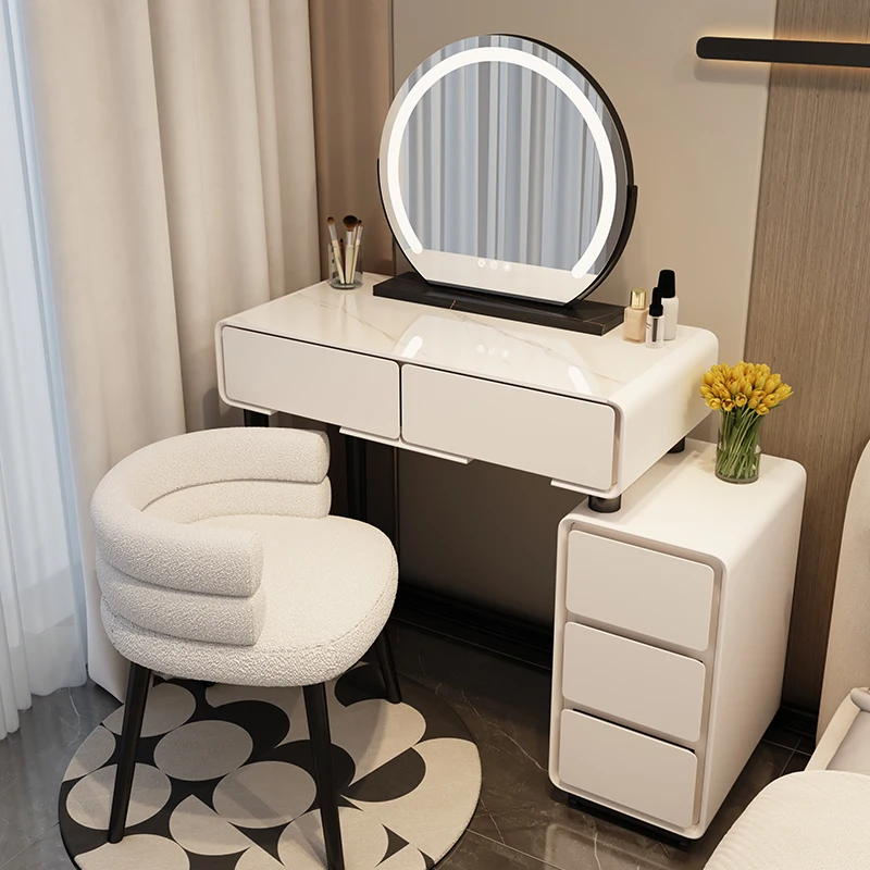 

Cheap Price Storage Dressing Table Luxury Modern Girl Vanity Mirror Dressing Table White Texture Coiffeuse De Chambre Furniture