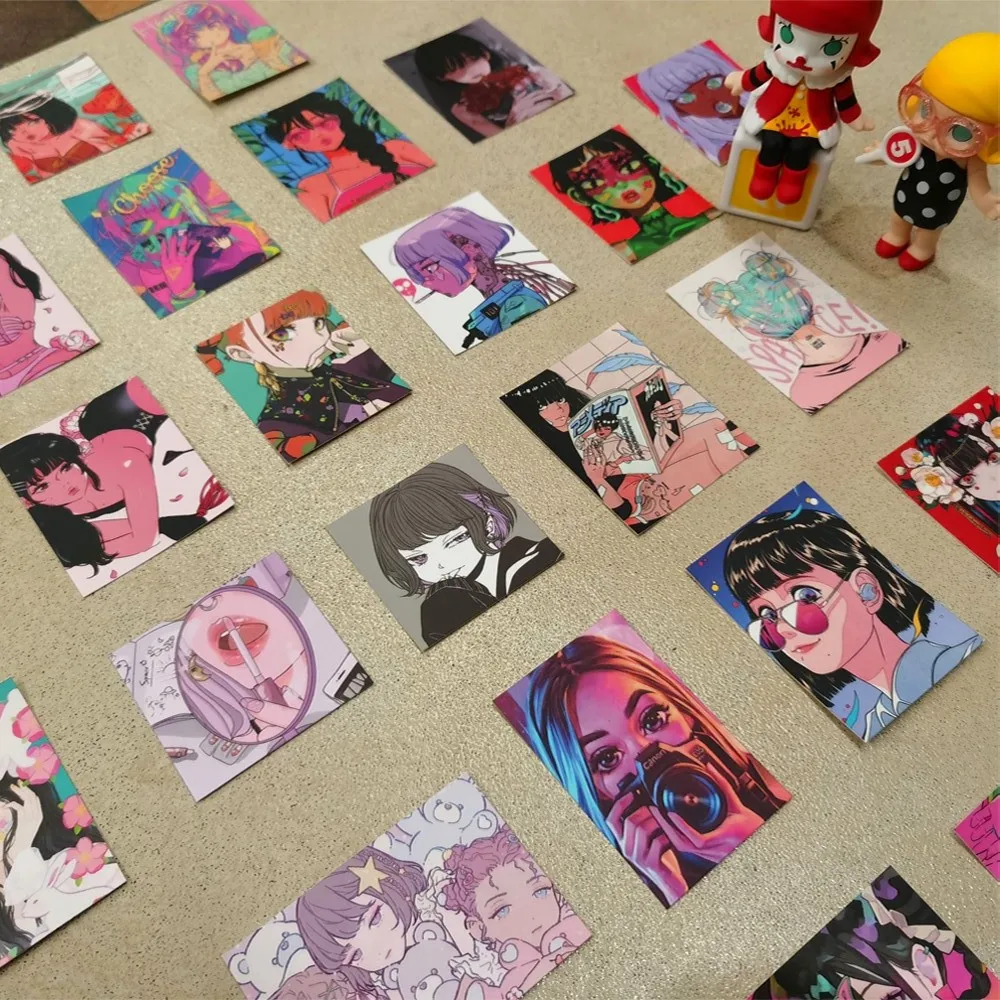 55pcs 빈티지 도시 팝 소녀 핑크 스티커 DIY 노트북 전화 케이스 일기 스크랩북 고정 노트북 아이 데칼 핀 스티커