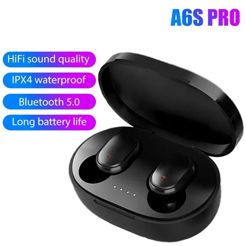 Wireless Bluetooth Headset A6S TWS Earbuds High Quality Noise Cancelling With Microphone Clear Calls Sports Waterproof Earbuds 2