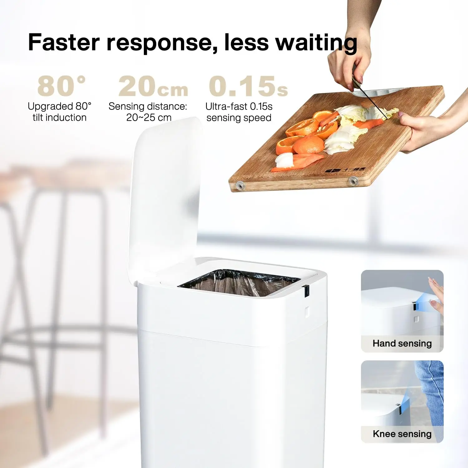Can, 8 Gallon Self Sealing and Self-Changing Smart Trash Can, Motion Sensor,  Garbage can with lid for 3