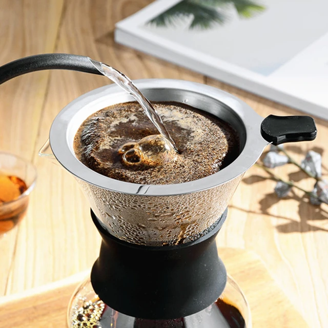 Filtro de café Espresso de 60 °, gotero de café de cerámica reutilizable,  embudo de goteo, cafetera con soporte, accesorios de café - AliExpress