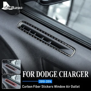 Carbon Fiber for Dodge Charger 2010-2014 Accessories Car Side Door Window Pillar Air Outlet Vent Cover Sticker Interior Trim