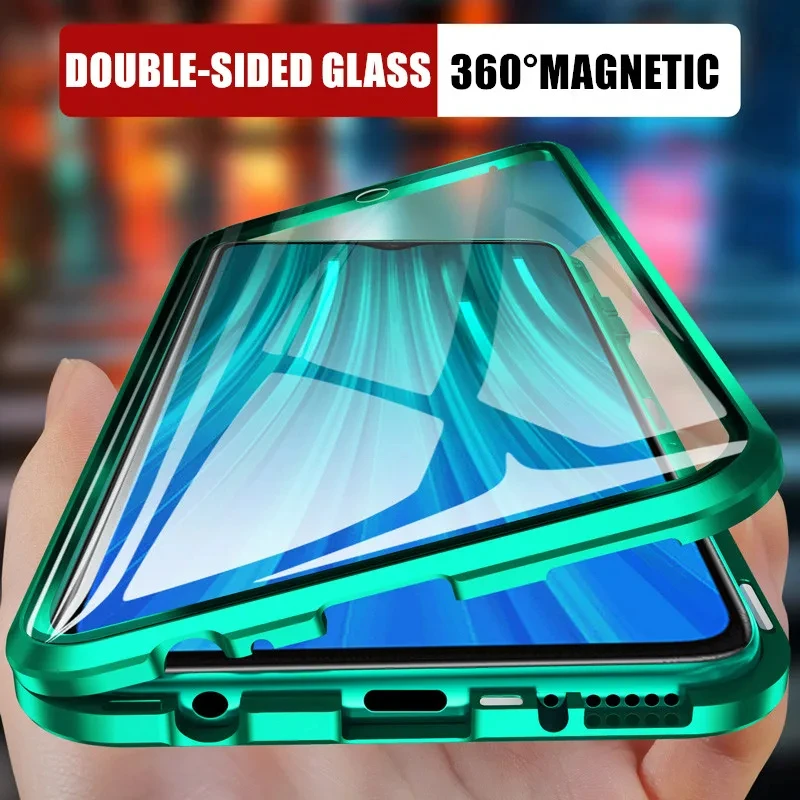 

Metal Magnetic Adsorption Case For Redmi Note 12 11 4G 12 Pro Xiaomi 12 11 10T Pro Lite 10A 9S 9T 8 8T Double-Sided Glass Cover