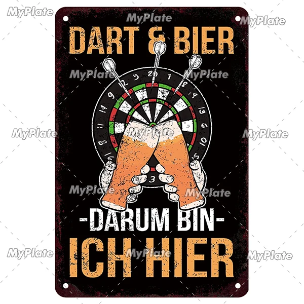 Vintage Metal Darts Sign - Bar & Club Wall Decor Art Poster Gift