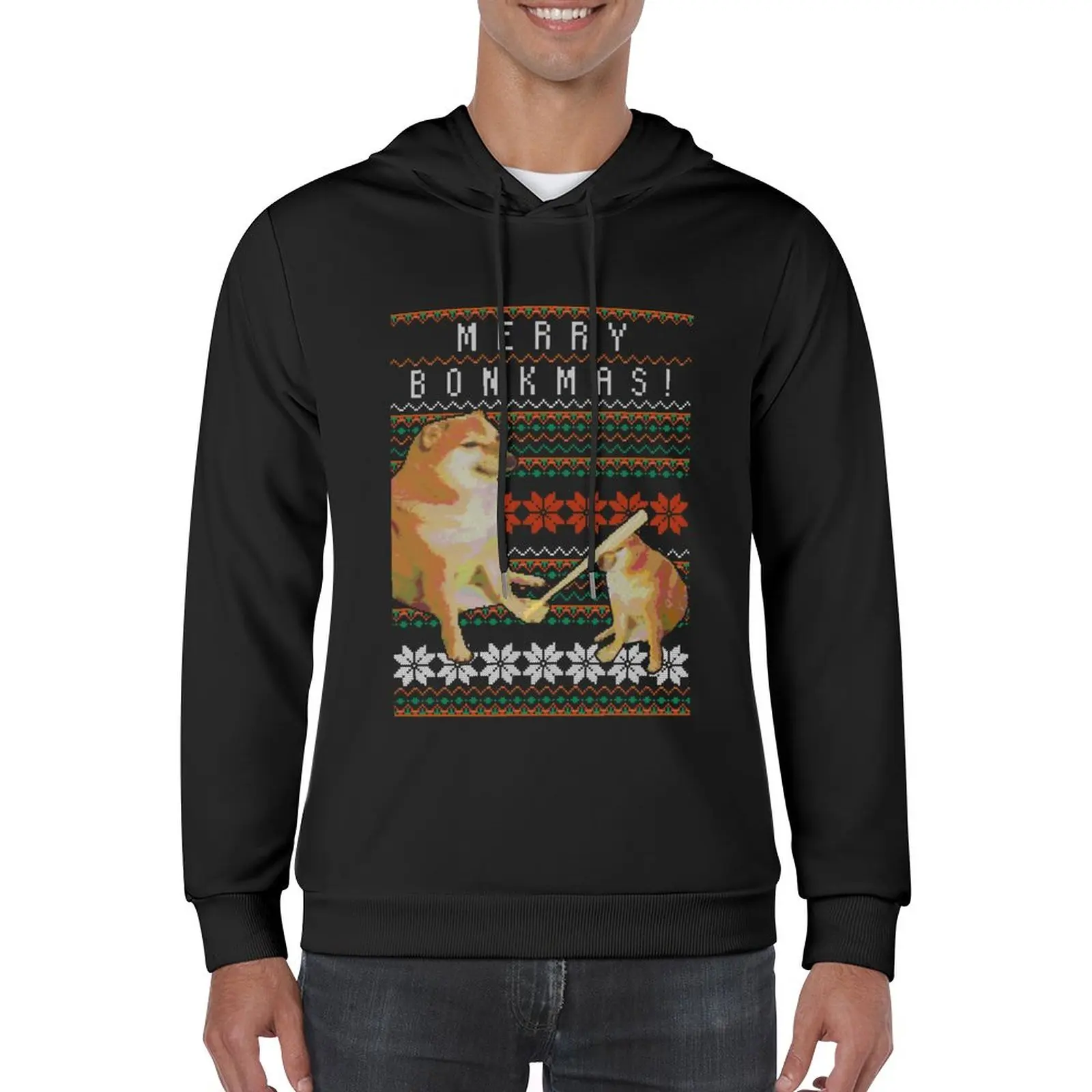 

New Bonkmas Cheems Doge Ugly Christmas Sweater Pullover Hoodie winter clothes clothes for men tracksuit men