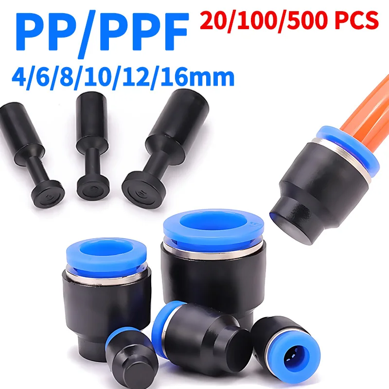 Quick Air Hose Sealing Connector Plugue Plástico Pneumático Pipe Plug pp Ppf mm mm mm 10 mm 12 mm 16 mm 20 100 Pcs