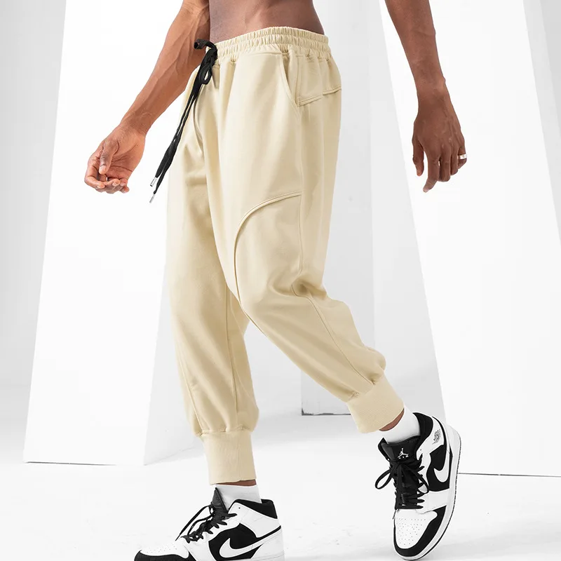 European and American youth loose fitting casual sports pants men's solid color running training pants straight pants menswear