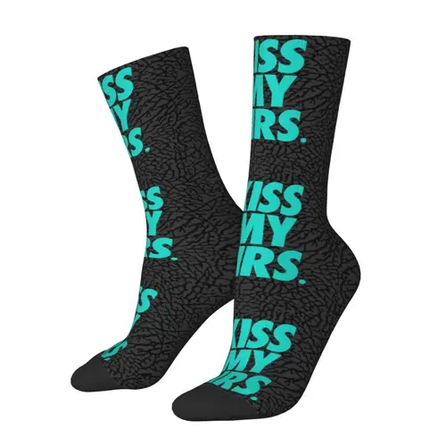 재미있는 프린트 Kiss My Airs Socks 여성 남성 스트레치 여름 가을 겨울 크루 양말 2