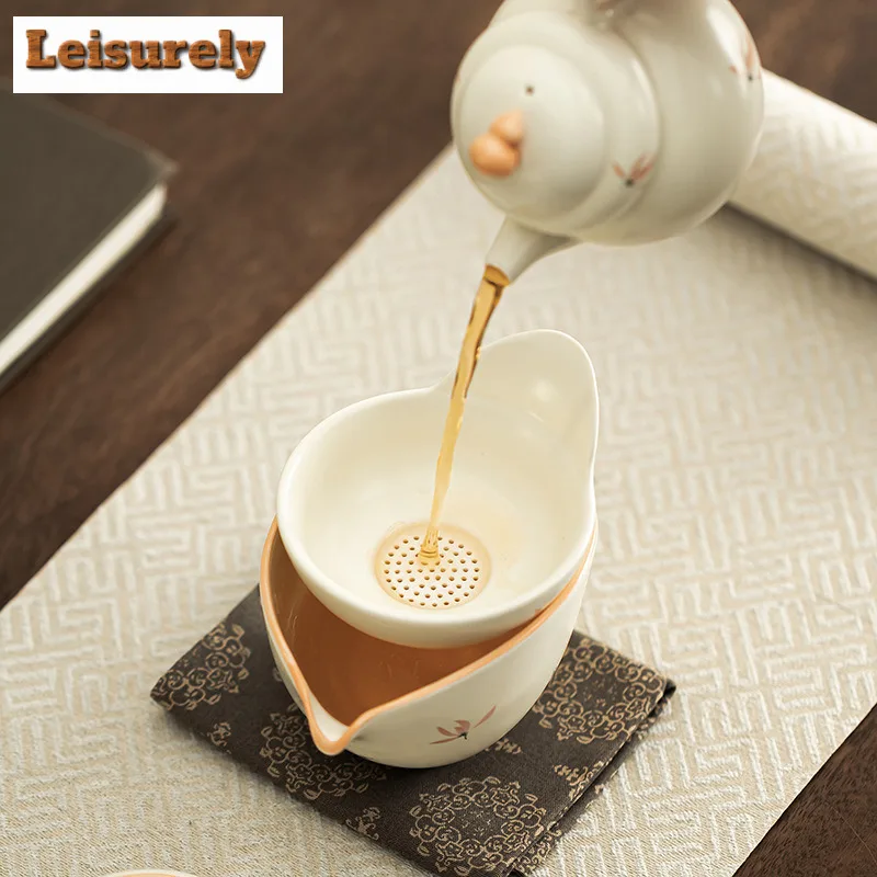 Orchid Wind Chime Gourd Ceramic Tea Separator Infusor Traditional Tea Strainer Dispenser Tea Making Tea Filter Teaset Tableware