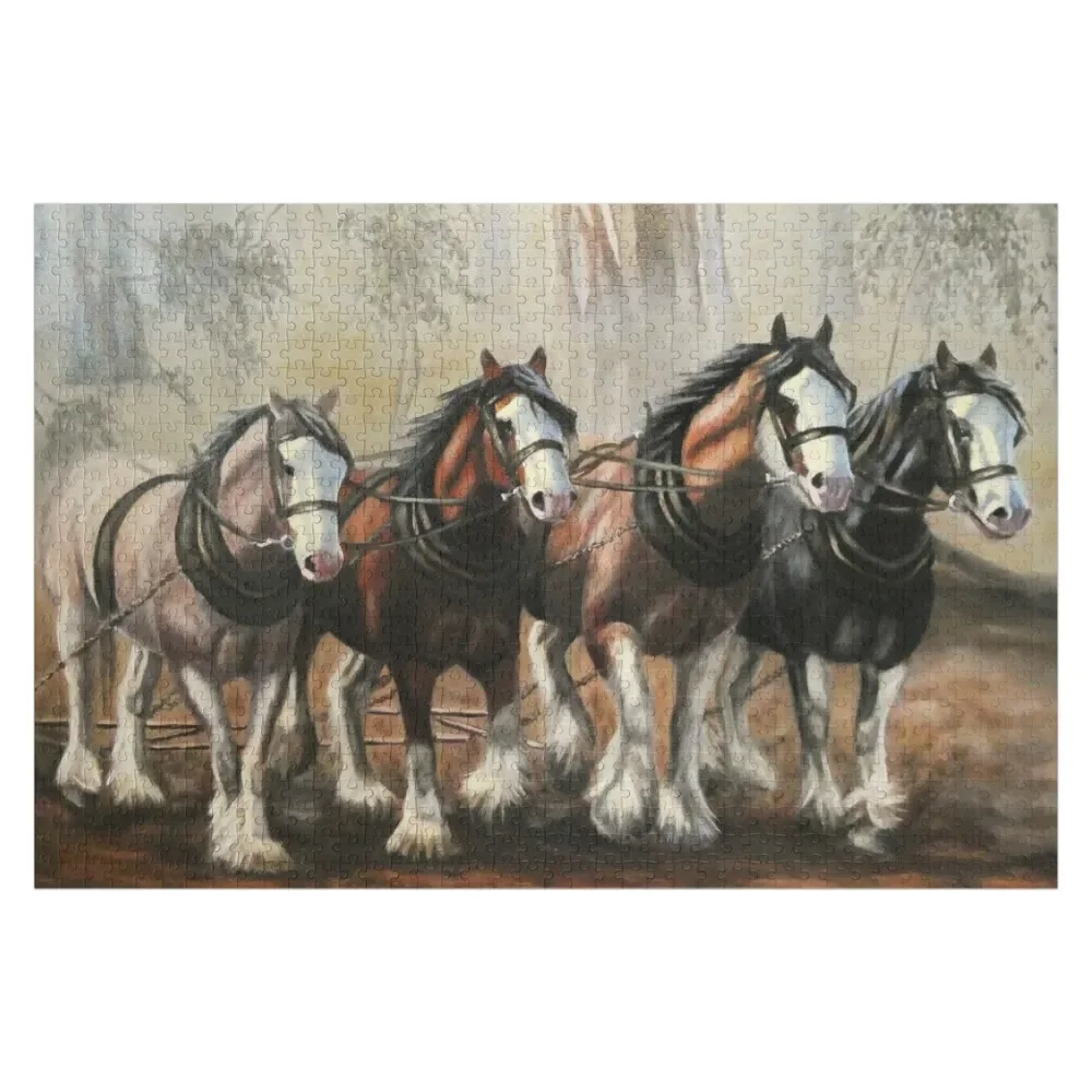 

Clydesdale Horses Jigsaw Puzzle Adult Wooden Christmas Gifts Wooden Name Custom Personalized Puzzle
