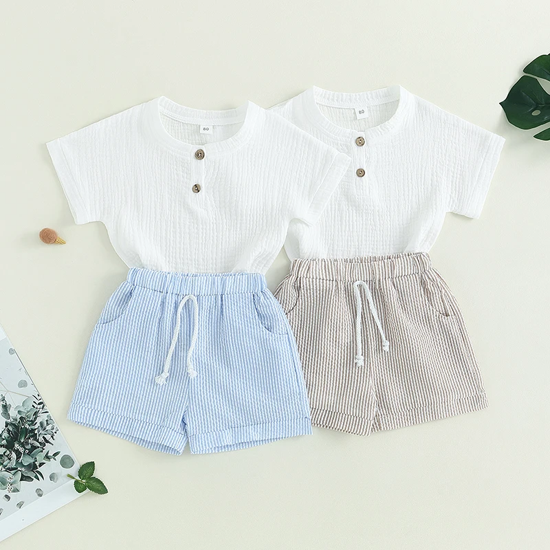 

Lioraitiin 6M-4Y Toddler Baby Girls 2Pcs Summer Outfits Short Sleeve T-Shirt Tops Elastic Waistband Shorts Set Clothes