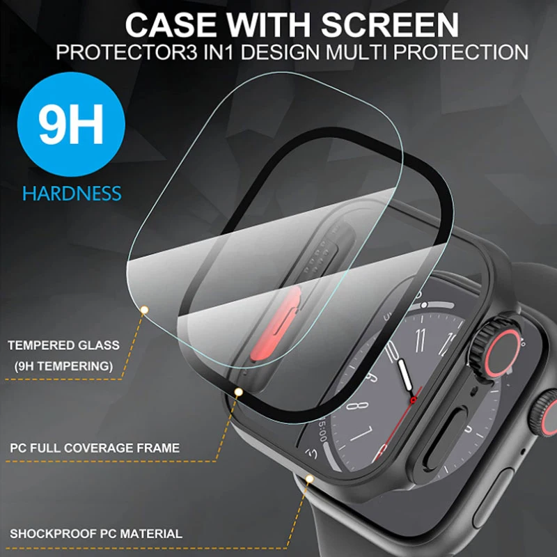 Enhanced Ultra iWatch Tempered Glass Screen Protector Case