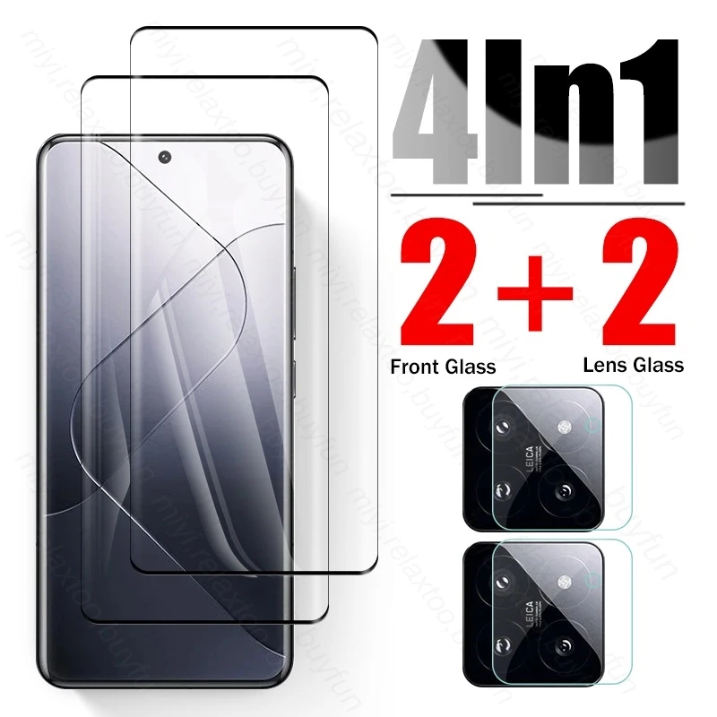 

Закаленное стекло 4 в 1 19D с изогнутыми краями для Xiaomi 14 Pro, зеркальная защита для объектива камеры, Защитная пленка для экрана Xiaomi14 Mi 14 Pro Mi14