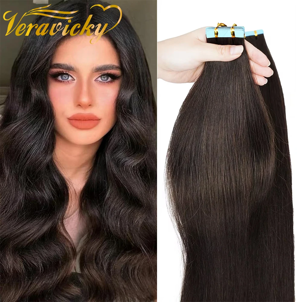 Veravicky Hair  Tape in Hair Extensions Human Hair Brown 16 to 24 inch 50g 20pcs Dark Brown Tape in Human Hair Extensions Sale