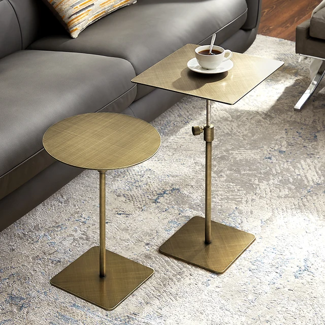 Table d'appoint ronde moderne en acier inoxydable doré, table de canapé relevable, nouveau design, vente chaude, table décorative confortable pour la maison 1