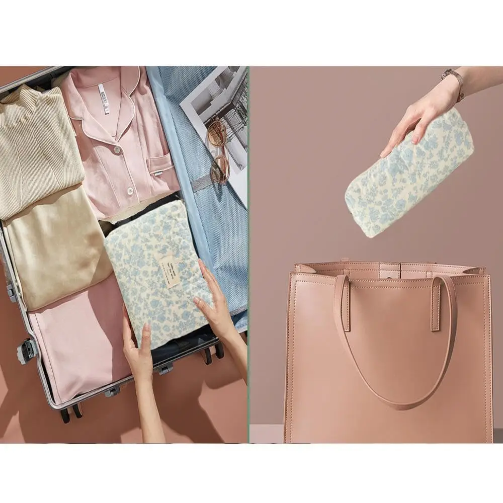 1pcs Cute Quilted Cotton Makeup Bag Women Zipper Cosmetic Organizer Cloth Handbag Box Shape Portable Toiletry Case for Girls 5