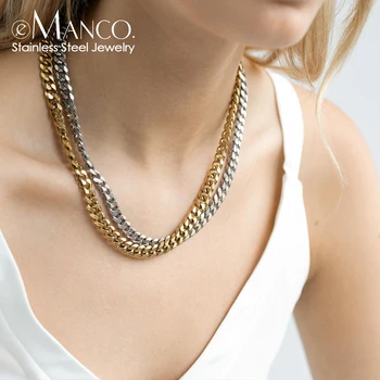 EManco 남성용 쿠바 링크 체인 목걸이, 스테인레스 스틸 여성 초커 칼라 힙합 펑크 쥬얼리 2MM/3MM/4MM/6MM/8MM