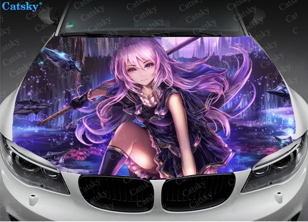 

Anime Girl Car Hood Sticker,Sword Car Hood Decoration, Hood Protection Cover, Vinyl Car Sticker, Custom Side Sticker Car Decals