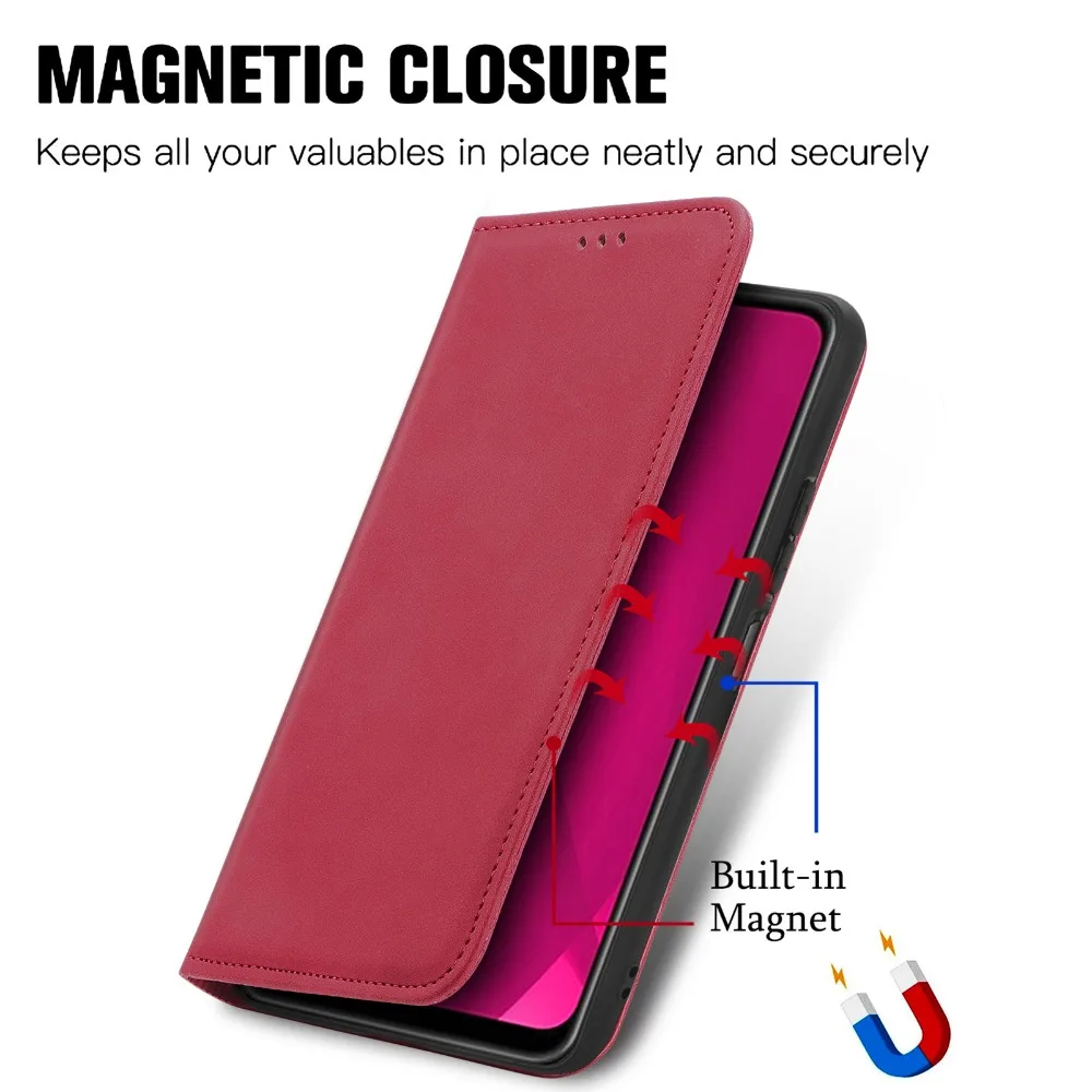 Smooth Leather Wallet Flip Case - 360° Protective Book Cover
