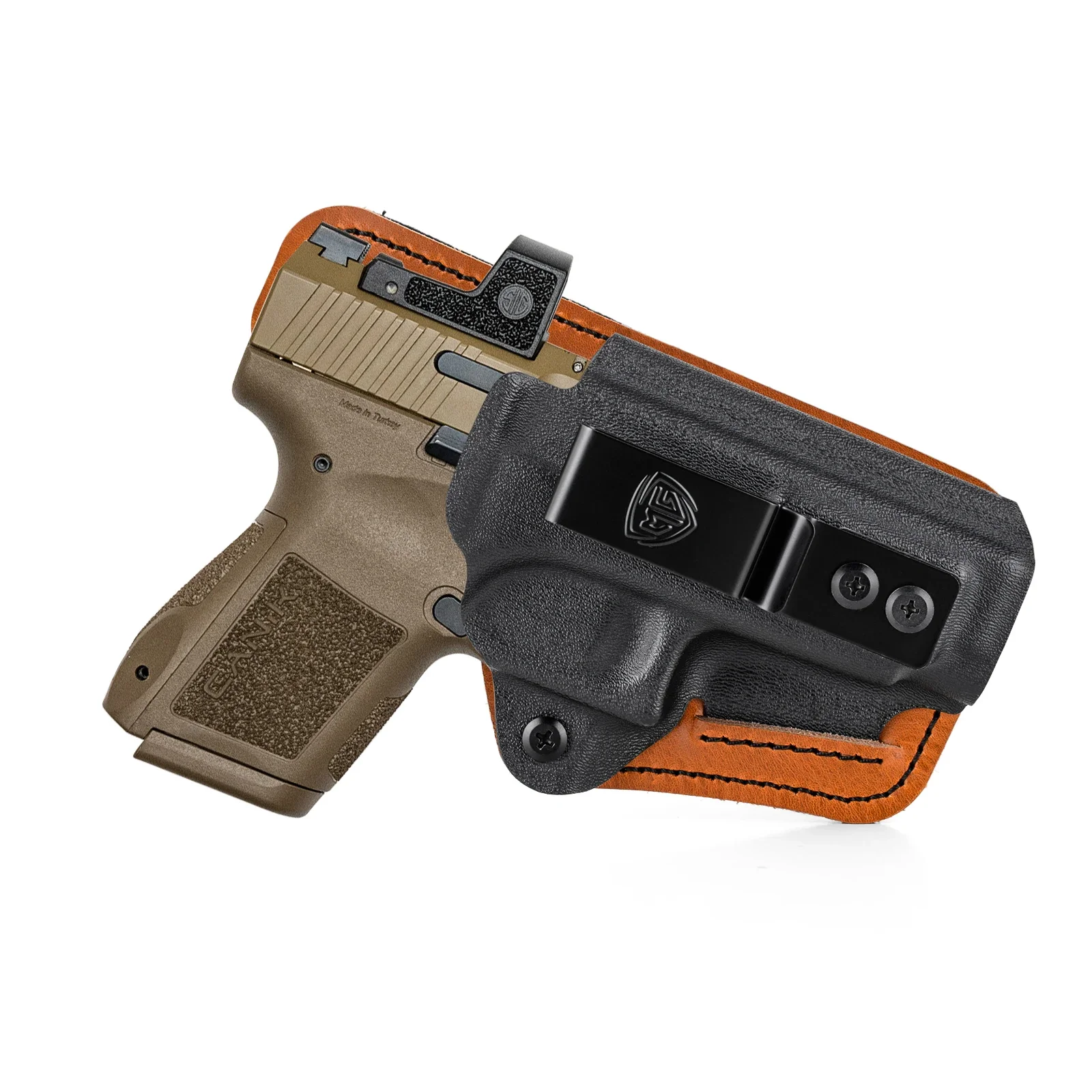 METE MC9 PRIME Holster mit Komfortpolster IWB Kydex Leder Hybrid-Holster für CANIK METE MC9 PRIME Rotpunktvisier Innenverdeckt – Detail 4