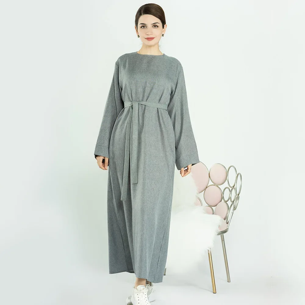 Casual Abaya for Women Cotton Linen Plain Islamic Long Dress Dubai Turkish Modesty Kaftan Muslim Hijab Robe Summer Closed Abayas