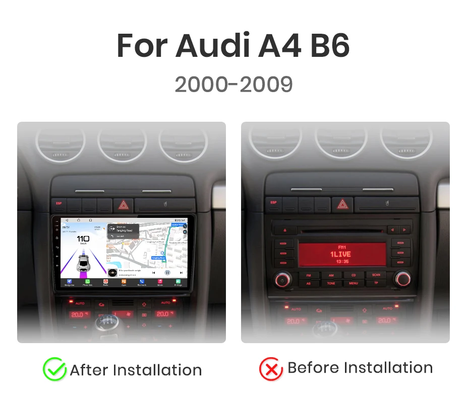 Junsun Qualcomm chip 8-Core Android13 Auto Radio Für Audi A4 B6 2000-2008 Drahtlose CarPlay Autoradio stereo Bildschirm Multimedia DSP – Detail 4