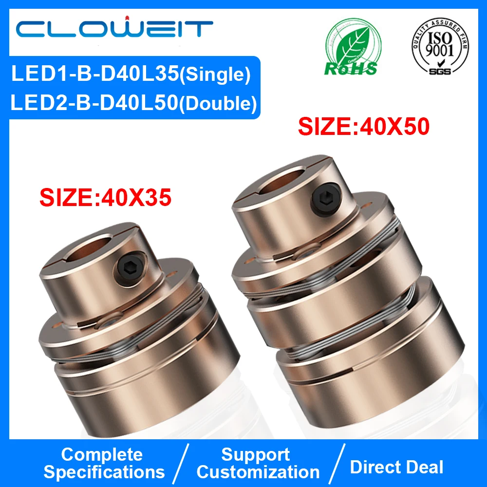 Flange Coupling  LED D40L35/50 Flexible Motor Shaft Coupler Aluminium Diaphragms Universal Joint For 3D Printer Cardan Rc
