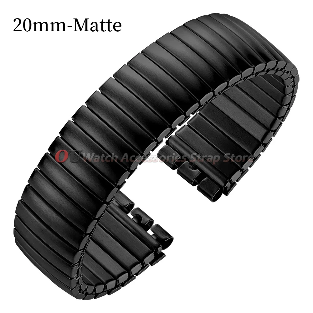 Polished Matte Elastic Stainless Steel Watch Strap - Men's Wristband Accessory