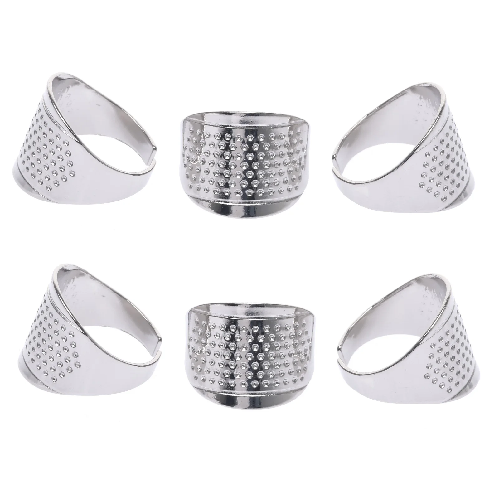 Silver Metal Thimble Leather Thimbles for Hand Sewing 6Pcs Sewing Thimble  Cap