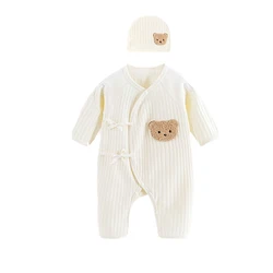 Unisex Infant Long Sleeve Cotton Knit Romper - Lightweight Seasonal Baby Outfit - 6M (Set B)