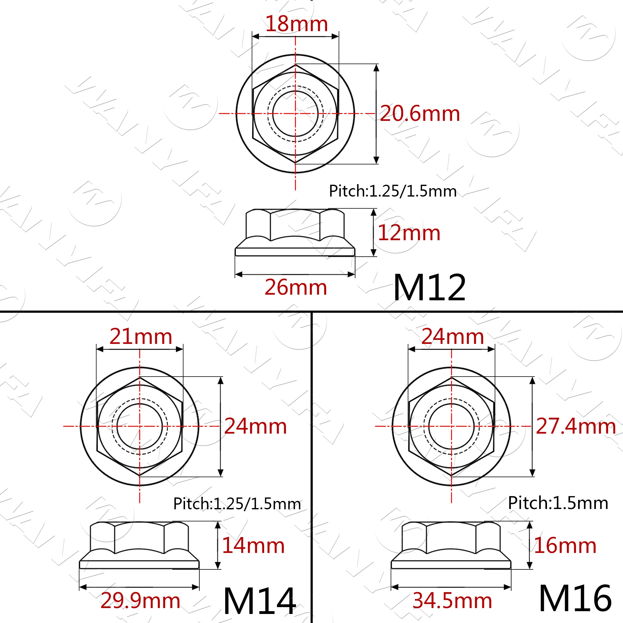 Titanium Flange Nuts Wanyifa M5 M6 M8 M10 M12 M14 M16 For Bicycle Motorcycle Car