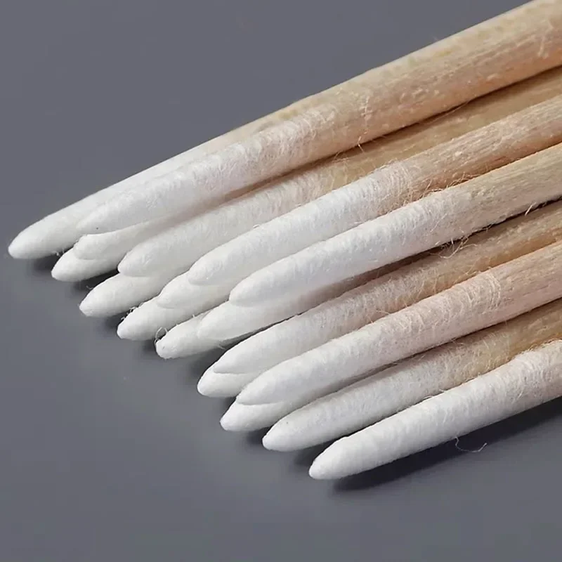 200Pcs Nails Wood Cotton Swab Clean Sticks Bud Tip Wooden Cotton Head Manicure Detail Corrector Nail Polish Remover Art Tool