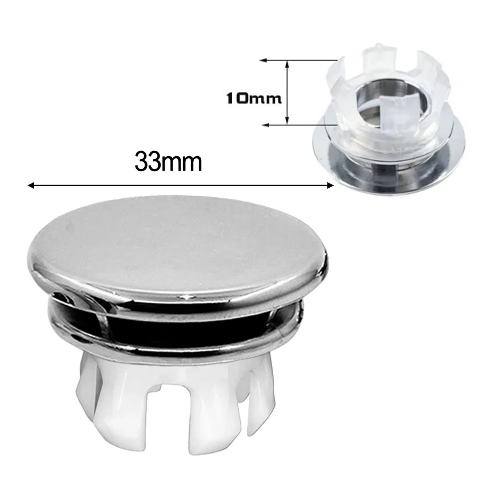 2pcs Bathroom Basin Sink Hole Overflow Replacement Cover Chrome Round Trim Ring Sink Overflow Cover Bathroom Sink Overflow Cover