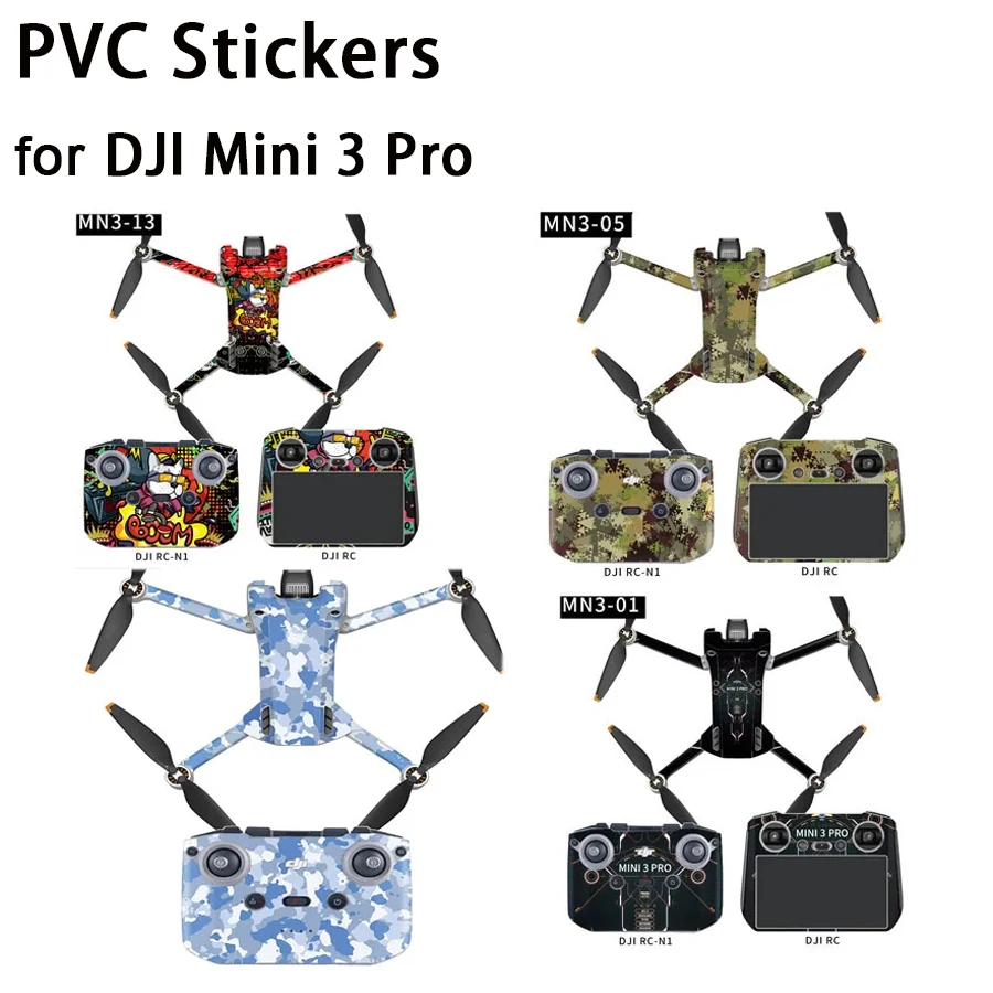 PVC Stickers for DJI Mini 3 Pro Skin Remote Control Sticker Cool Full body Scratch Resistant Waterproof Accessories