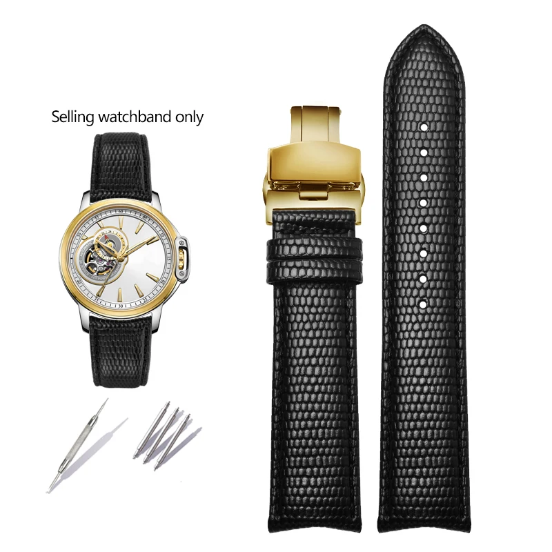 thumbnail image 1 of Correa de reloj de cuero genuino con extremo curvo de 20 mm y 21 mm para Tissot Seiko Rossini 5793B04B 9633B04B Pulsera con patrón de lagarto, 1 of 5