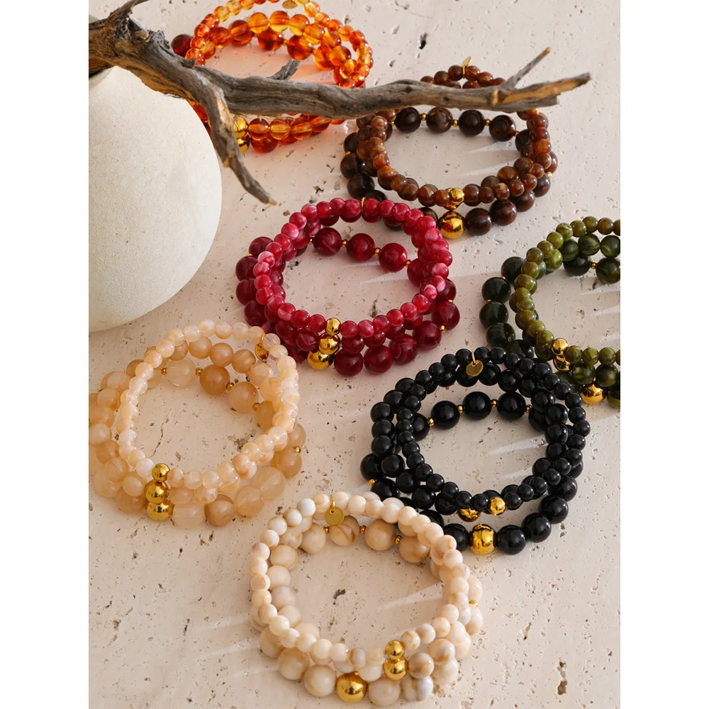 Yhpup 7 Colors Layered Resin Beads Bracelet