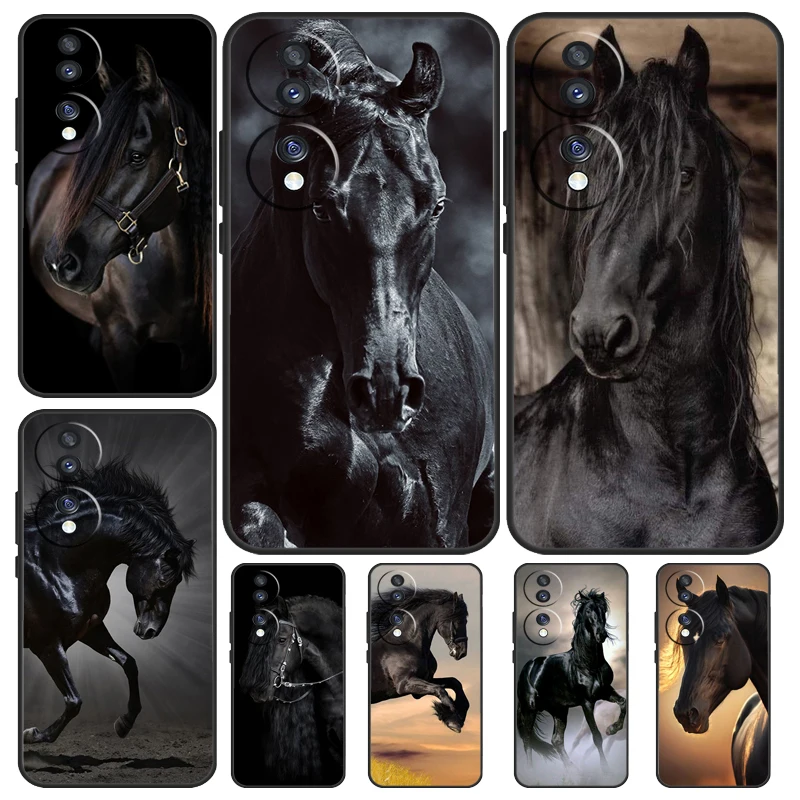 Elegant Black Horse Design Phone Case Cover