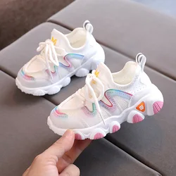 Breathable Stretch - Fabric Toddler Sneakers - Pink Fashion Sports Shoes - 30(insole 18cm) (D55white)