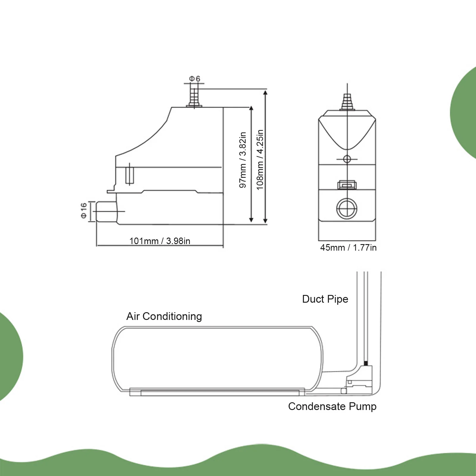 Portable RS-24C Air Conditioning Drain Pump Fully Automatic Condensate Water Lifting Pump 1‑3P Wall Mounted Machine 100‑230V