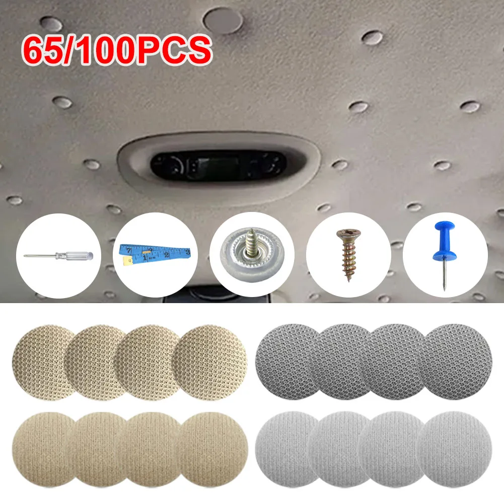 

New 65/100pcs Headliner Repair Kit Car Roof Repair Rivets Interior Ceiling Cloth Fixing Buckle Roof Lining Snap with Screwdriver