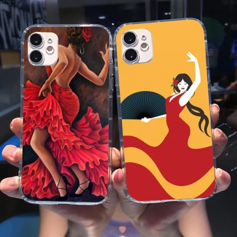Чехол для телефона с изображением танцорки фламенко в Испании для iPhone 14 13 12 11 XS X 8 7 6 Plus Mini Pro Max SE 2022, прозрачный чехол для телефона