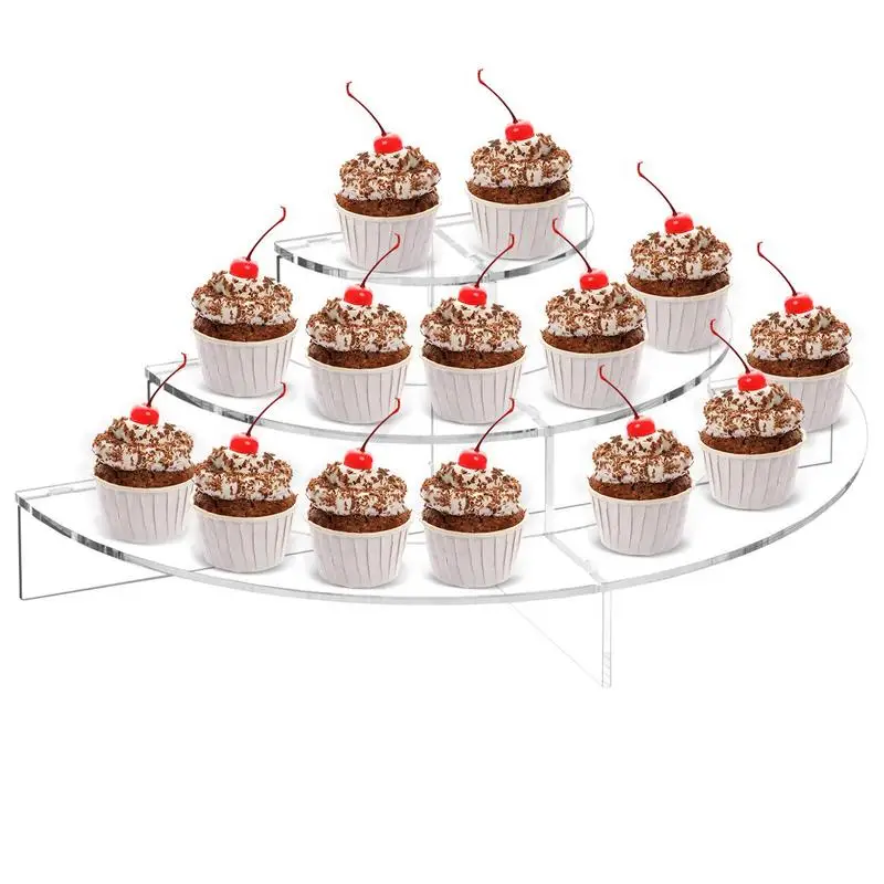 Cup Cake Tier Stand Clear Display Riser Stand Di 3 Livelli Half Moon Shape Countertop Dessert Display Riser Torretta Per Cupcake Per