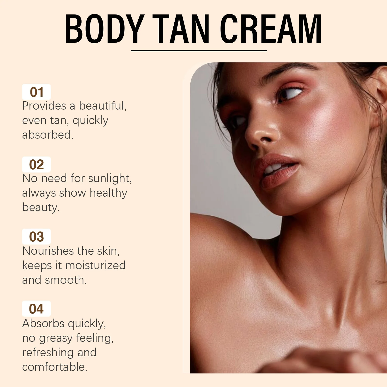 Body Tanning Cream Sunless Self Tanner For Face Body Nourishing Summer Radiant Glow Bronzer Easy Use Bronzing Lotion 100G
