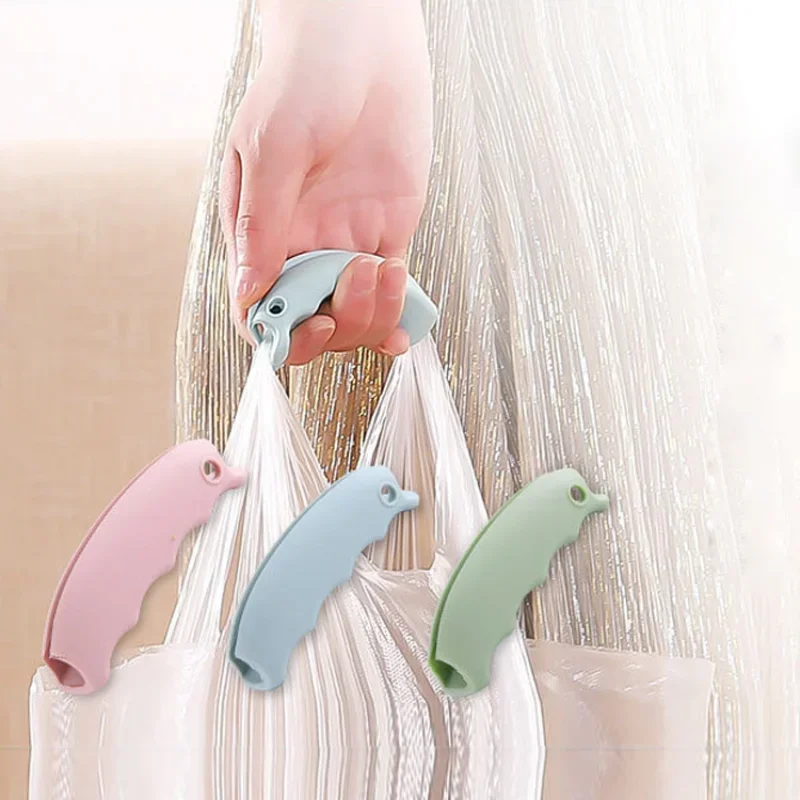 Candy Color Silicone Carrying Handle Shopping Finger Protector Heavy Object Labor-saving with Keyring Shopping Accessory