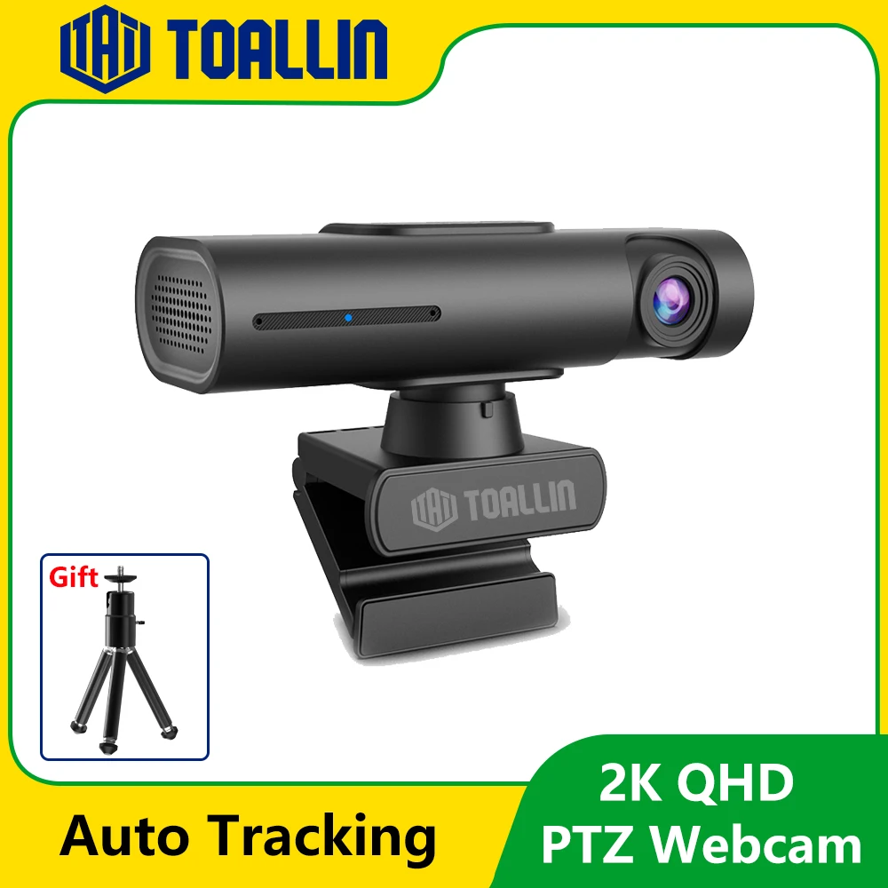 4K PTZ Camera mini Streaming Webcam 2K QHD PC Camrea AI Tracking & Auto Zoom With Microphone For Business Conferencing