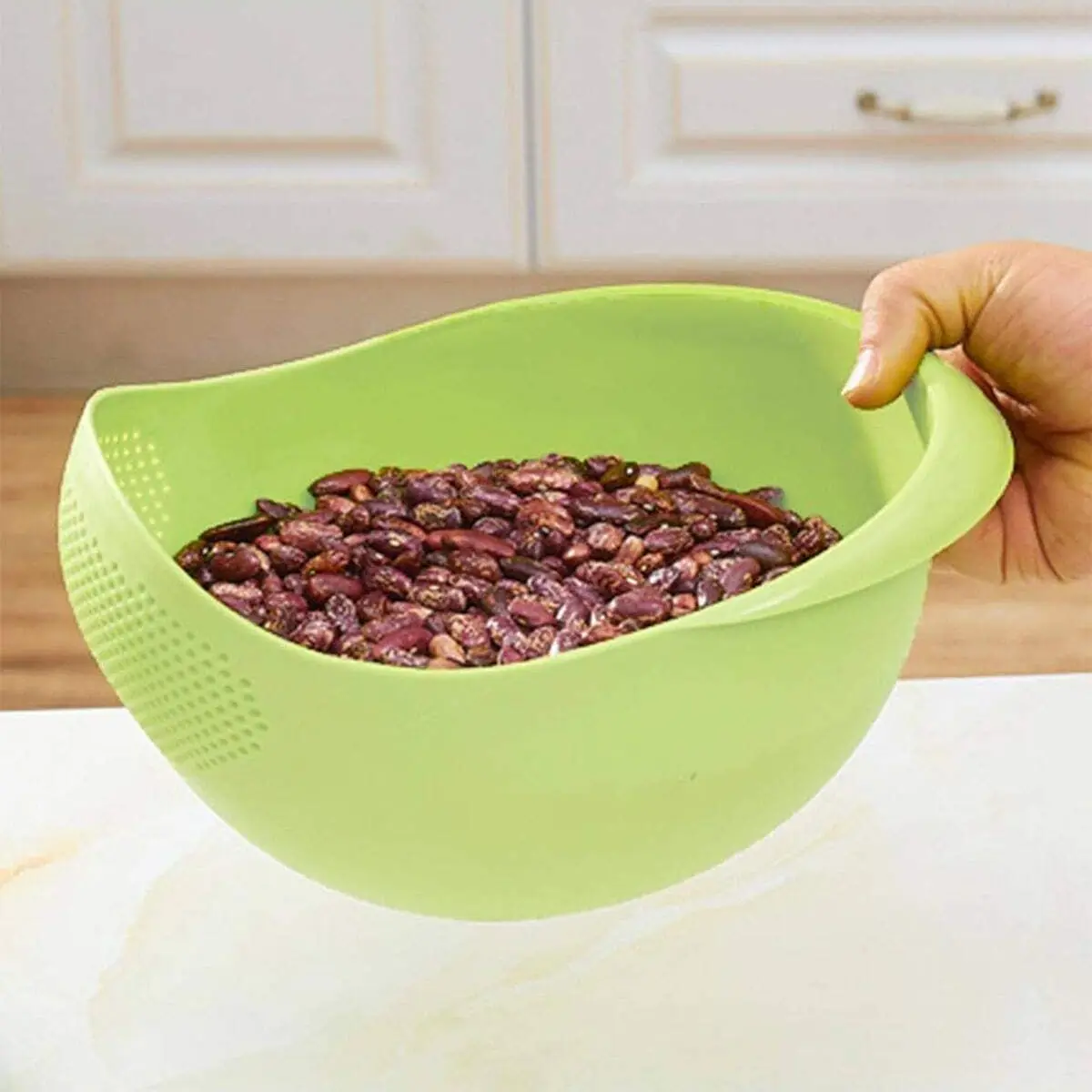 1PC-Rice Sieve Colander Sieve Rice Washing Filter Strainer Basket Kitchen Tools Food Beans Sieve Fruit Bowl Drainer
