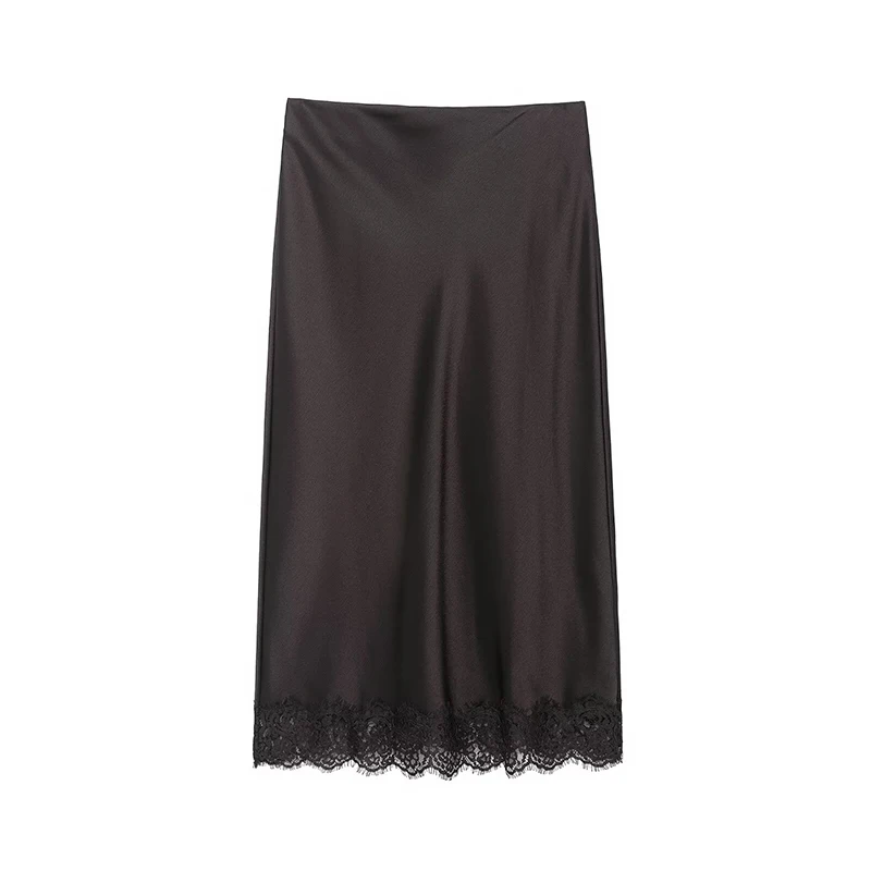 Women Lace Midi Skirts Two Piece Sets 2025 New Chic Fashion Satin Lace Sling Top Women's Suits Sexy Elegant Woman Outfits