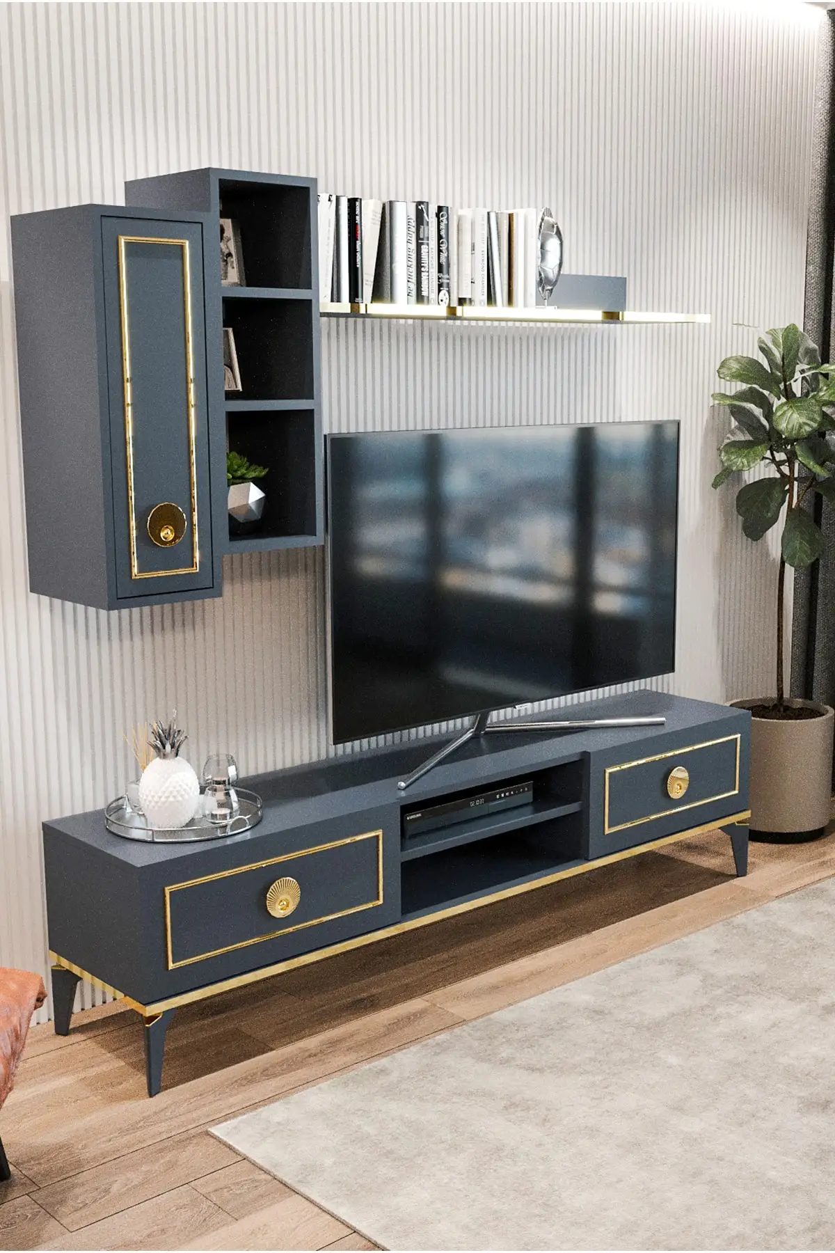 Antracite Mahur Modern The Library Shelf Tavolino Tv Unit 1051